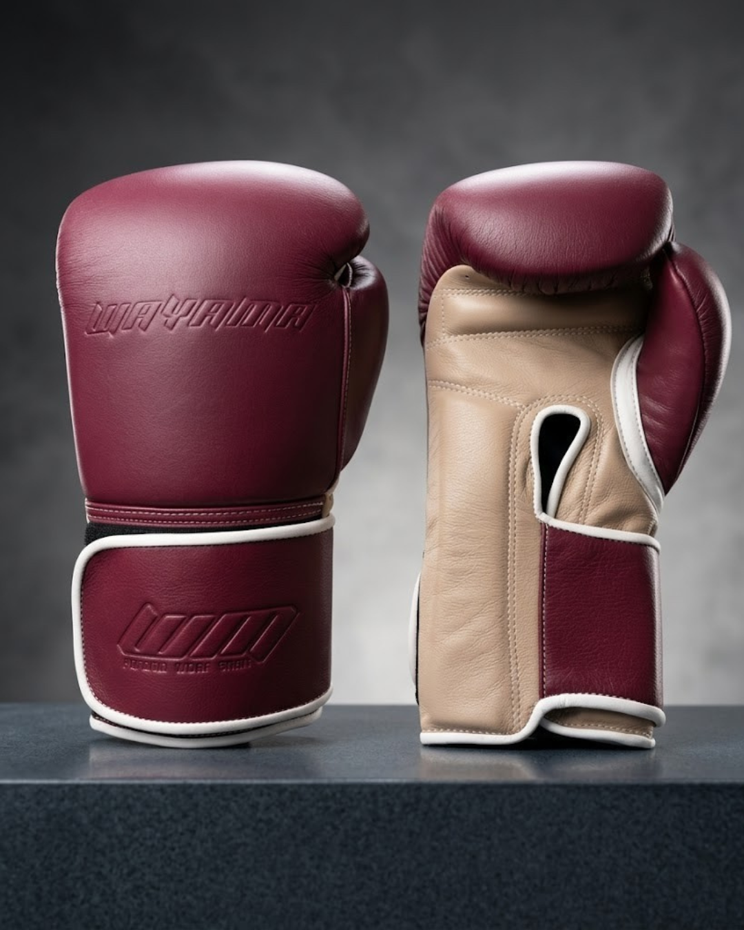 Wayama boxing gloves Red wine/Cream ivory