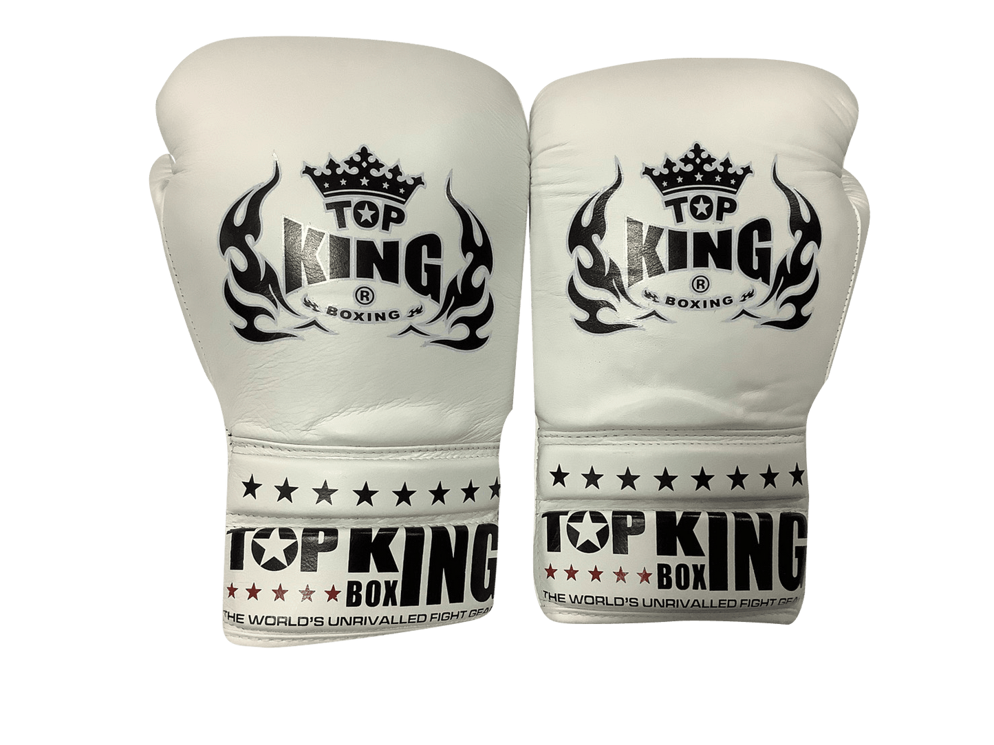 Top King Boxing Gloves Lace Up TKBGSC White