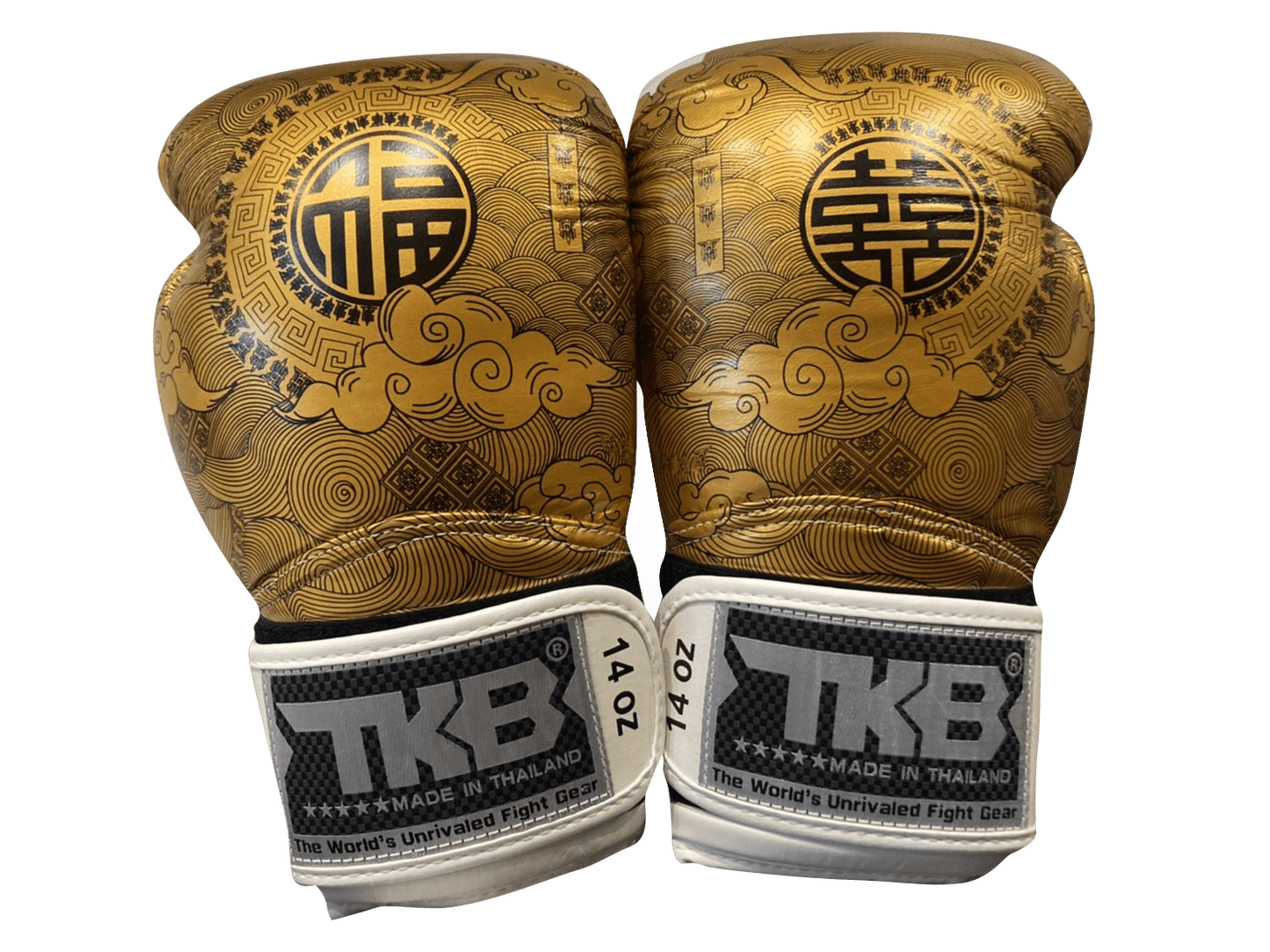 Top King Boxing Gloves TKBGCT-CN01 White with "FOOK" & "DOUBLE HAPPINESS"