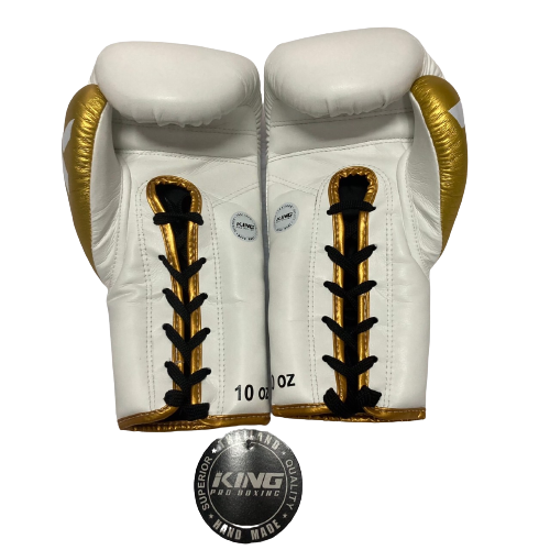 King Pro Boxing Gloves BG Lace Up White