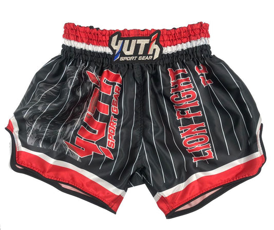Yuth Sport Gear Muay Thai Shorts Lion Fight Black Red Yuth Sport Gear